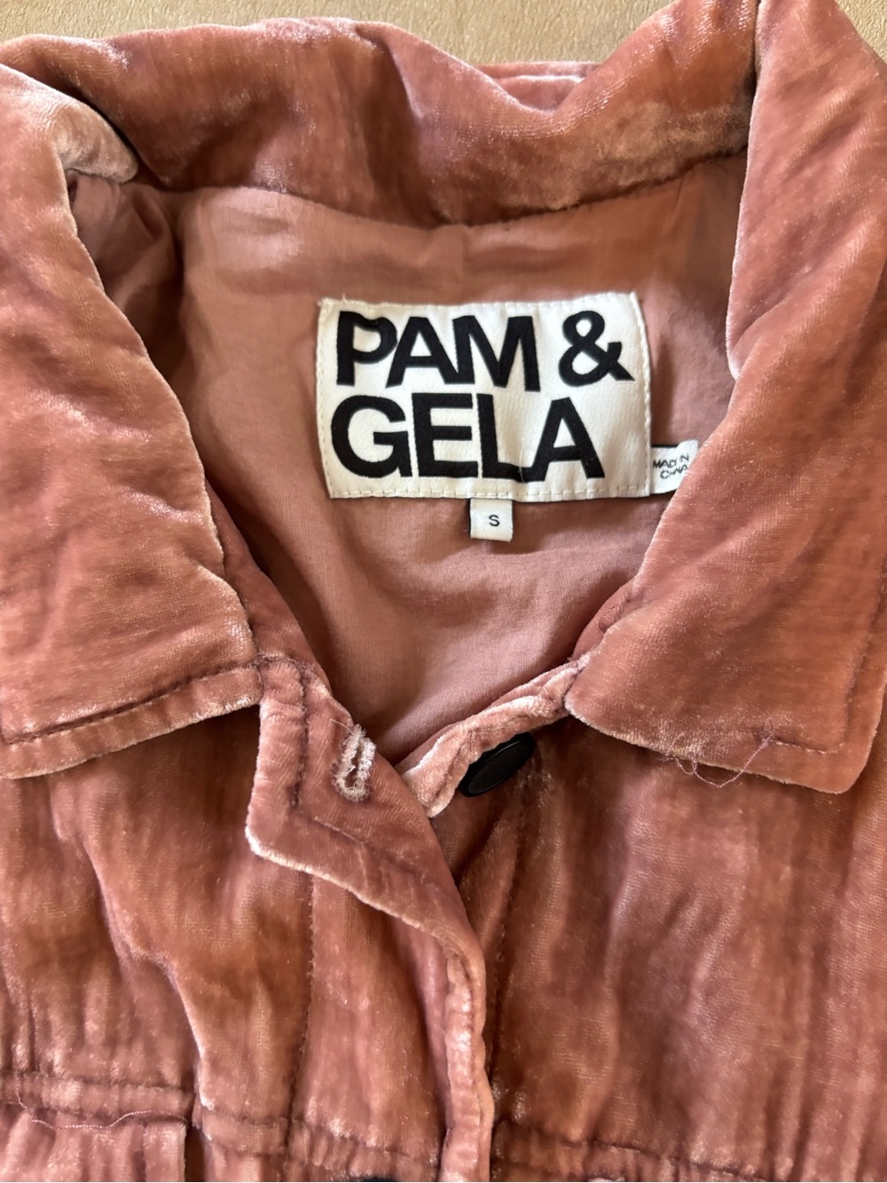 Pam & Gela Rose-Coral Velvet Utility Jacket - Picture 2 of 3